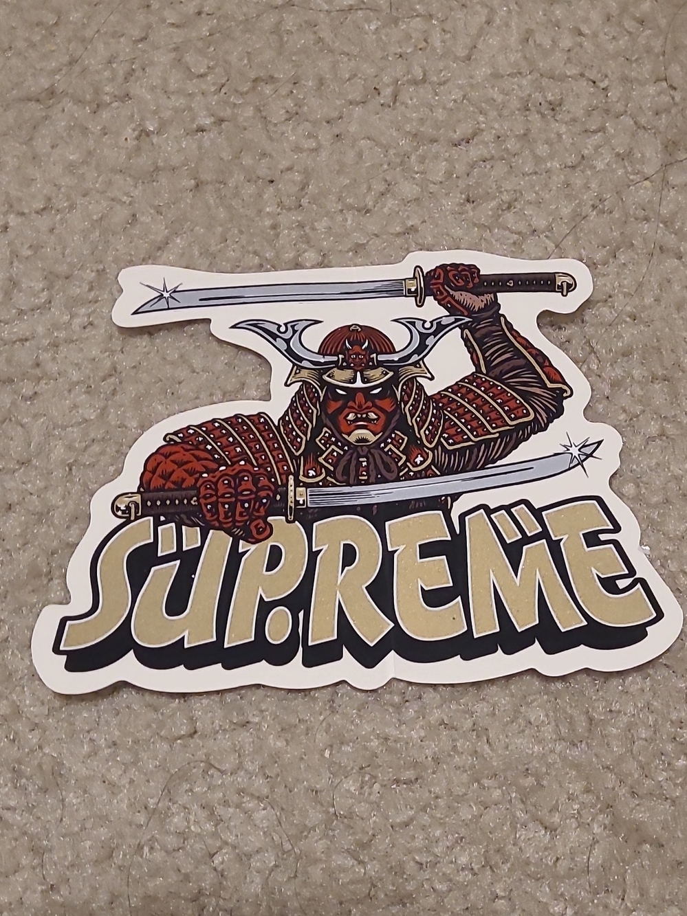 Supreme Samurai Sticker - Beige, Red & Black